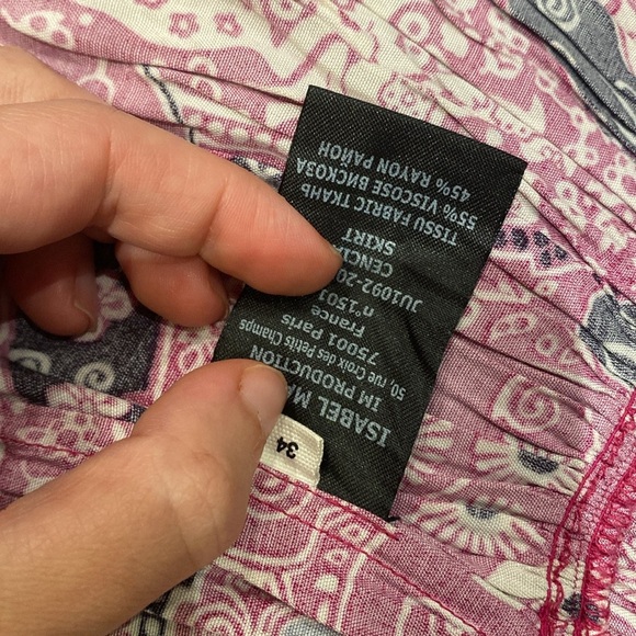 Isabel Marant Etoile / Cencia tiered printed fuschia Midi Skirt 34 XS - Picture 7 of 9